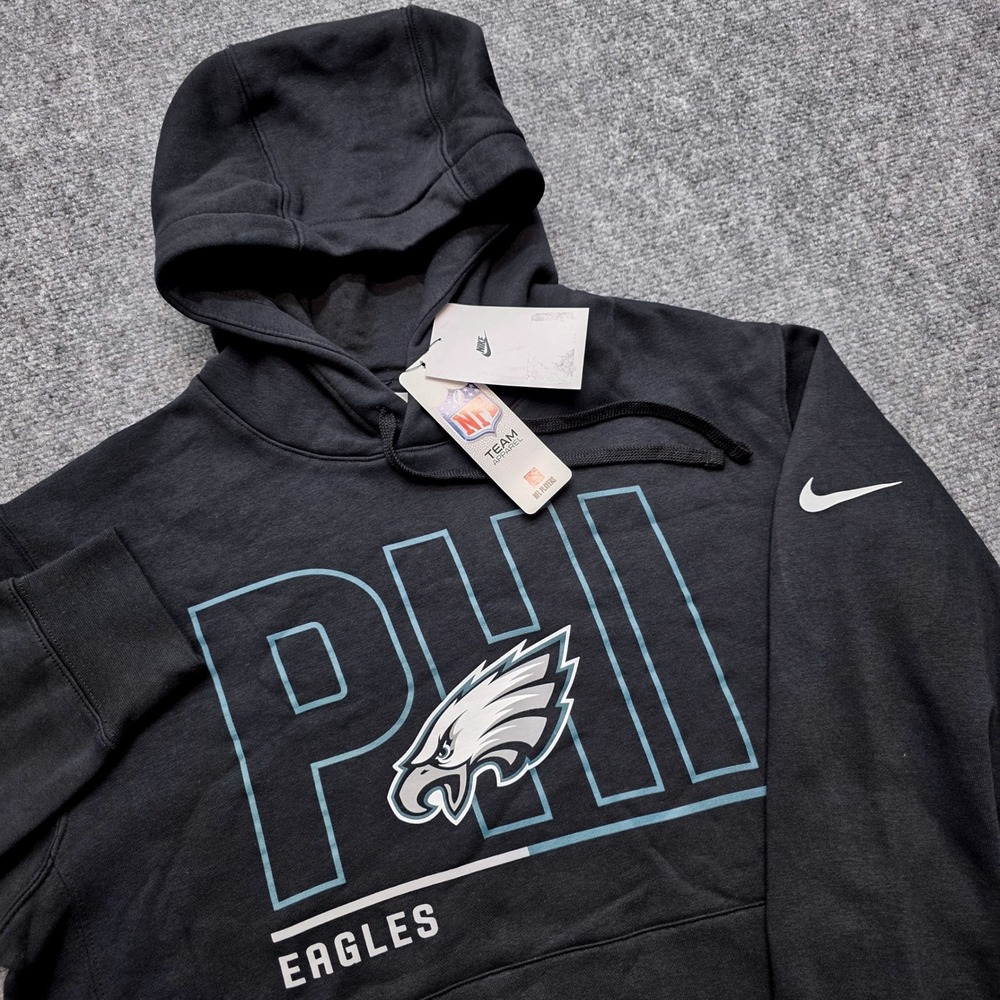 Nike Philadelphia Eagles City Code Club Fleece Hoodie Mens Medium Black Pullover